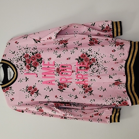 Rodarte printed mini sweatshirt dress  embroidered and glitter accents SZ Meduim - Picture 7 of 16